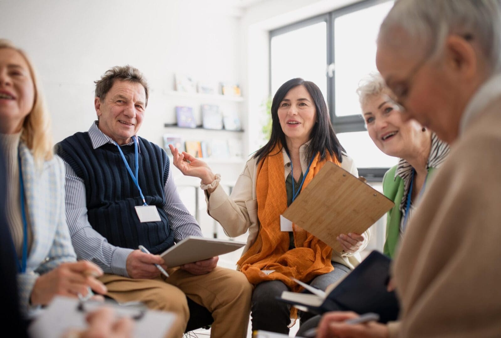 Group of seniors in a meeting.